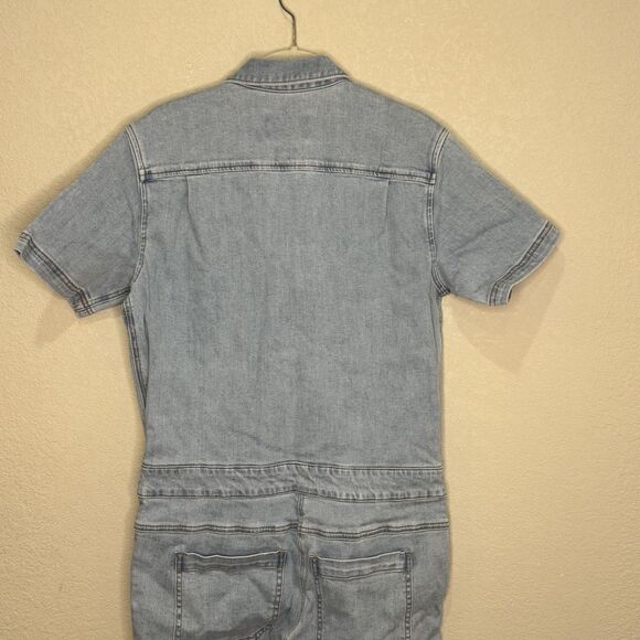 Wildfang Jumpsuit Womens Small Light Wash Essential Denim Short Sleeve Coverall - Picture 7 of 10